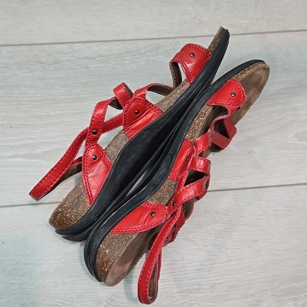 Dansko Women Jolie Red Strappy Leather Sandals Shoes Sz 36/6-6.5